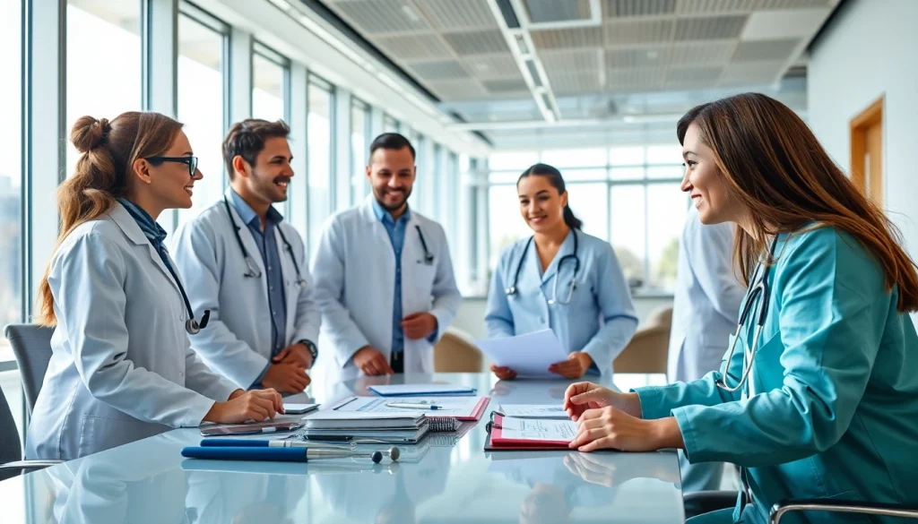 Witness the teamwork at https://www.medexdtc.com with diverse professionals in a bright clinic.