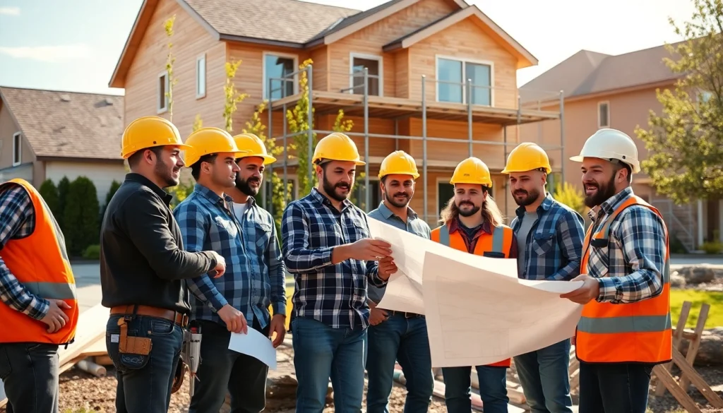 Showcasing building companies near me collaborating on a home construction project.