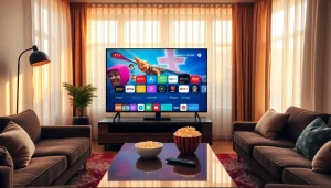 Stream premium channels from https://vizomate.com in a cozy living room environment.