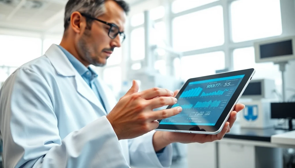 Researcher analyzing data relevant to the ADAPTABLE Aspirin Study in a laboratory environment.