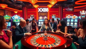 Engaging roulette action at nhà cái xx88 casino with vibrant chips and players, illustrating thrill and excitement.