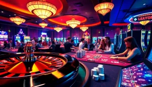 KJC AC 2: Dynamic casino environment showcasing roulette wheels, poker tables, and slot machines.