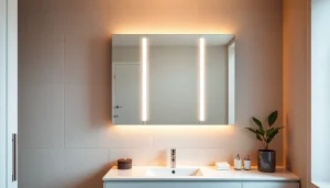 Erleben Sie den sonni Spiegelschrank, umrahmt von stilvollem Badezimmerdesign.