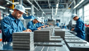 Showcasing Alnico magnets manufacturer in china with precision assembly in a bright, high-tech factory.