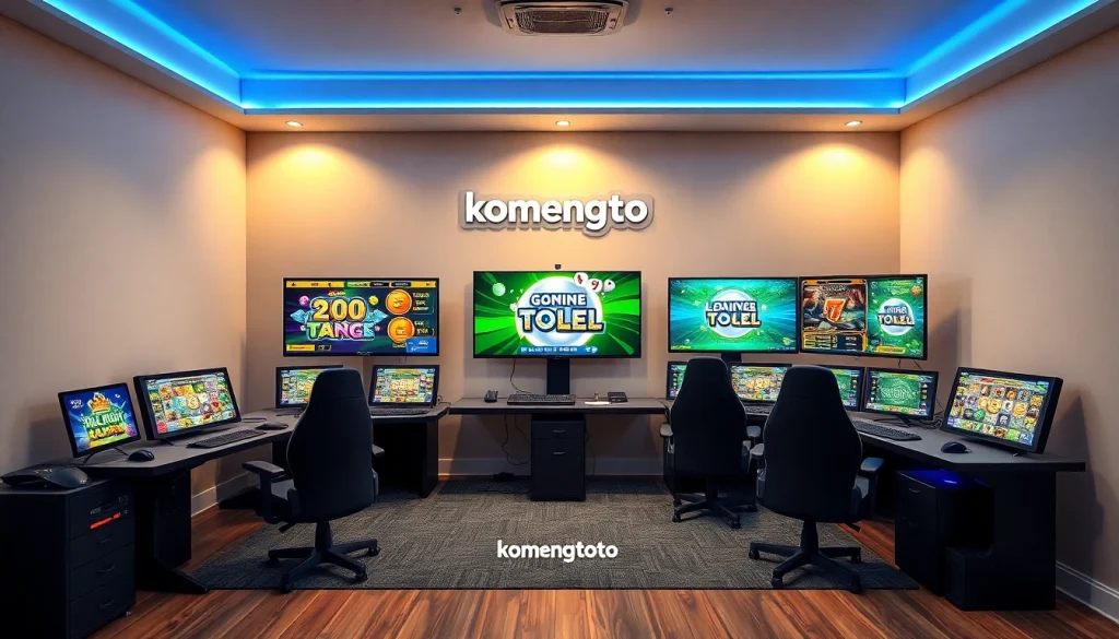 Menggambarkan pengalaman bermain dari platform komengtoto dengan set gaming modern.