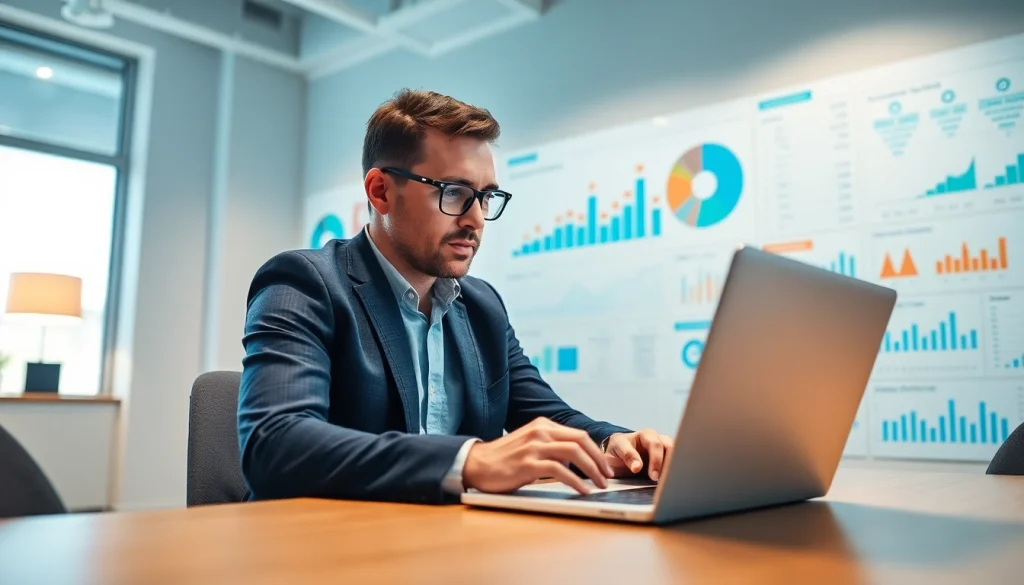 Analyze data for Instagram smm panel services in a modern office.