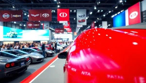 Exciting Auto Cars Show showcasing elegant vehicles with enthusiastic visitors exploring the event.