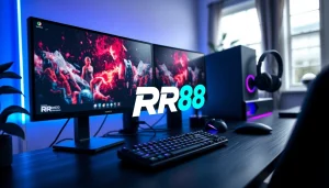 Engaging RR88 gaming setup showcasing high-tech peripherals in a stylish home office.