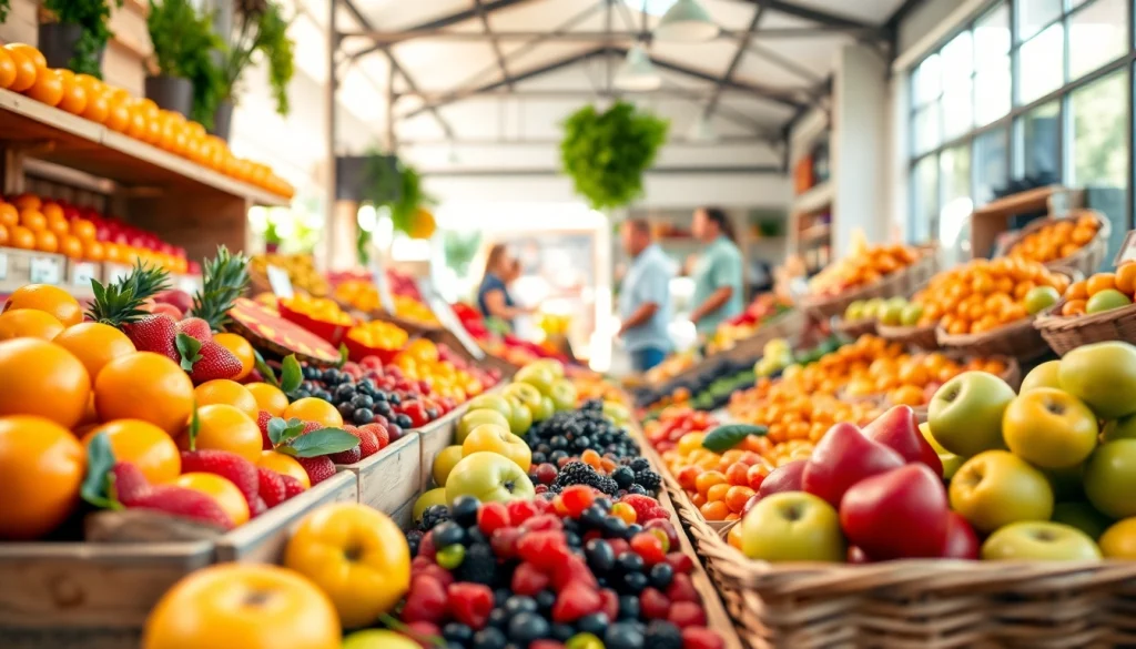 Explore fresh fruits at https://healthyvix.com, showcasing a vibrant fruit market with lively atmosphere.