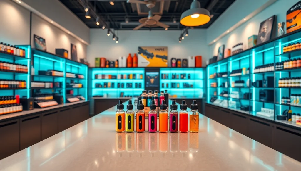Vap shop mit modernen Displays und einer Vielzahl von Verdampfern und Zubehör.