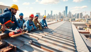 Delivering expert commercial roofing services with a dedicated team on a commercial building rooftop.