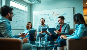 Boosting brand visibility with Good Wolf Marketing in a dynamic office environment.