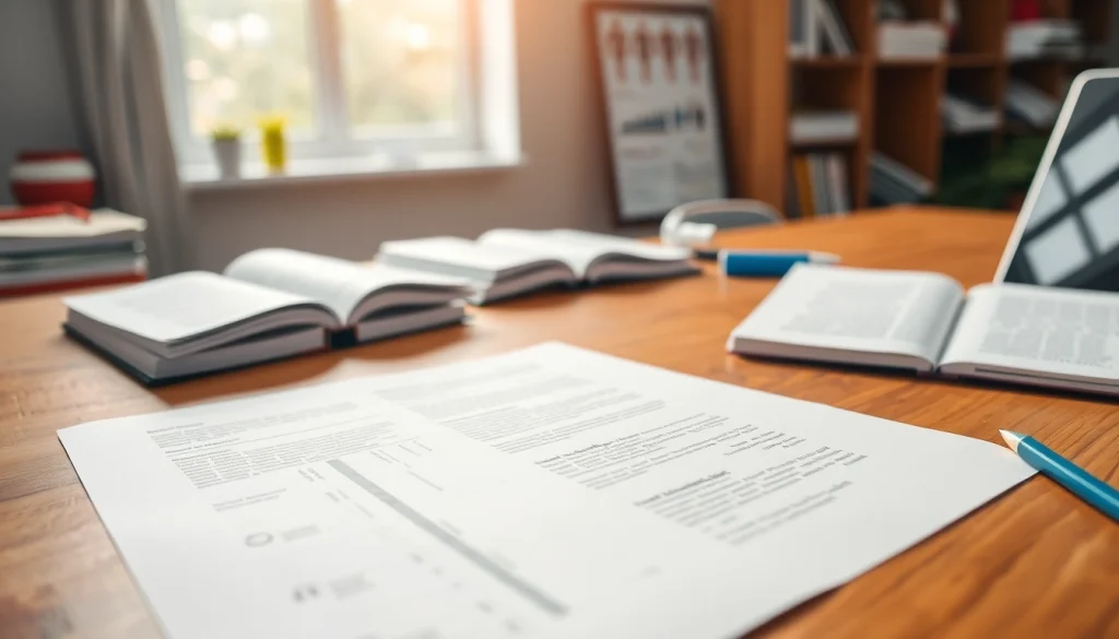 Nursing research paper format laid out prominently on a desk with scholarly elements.