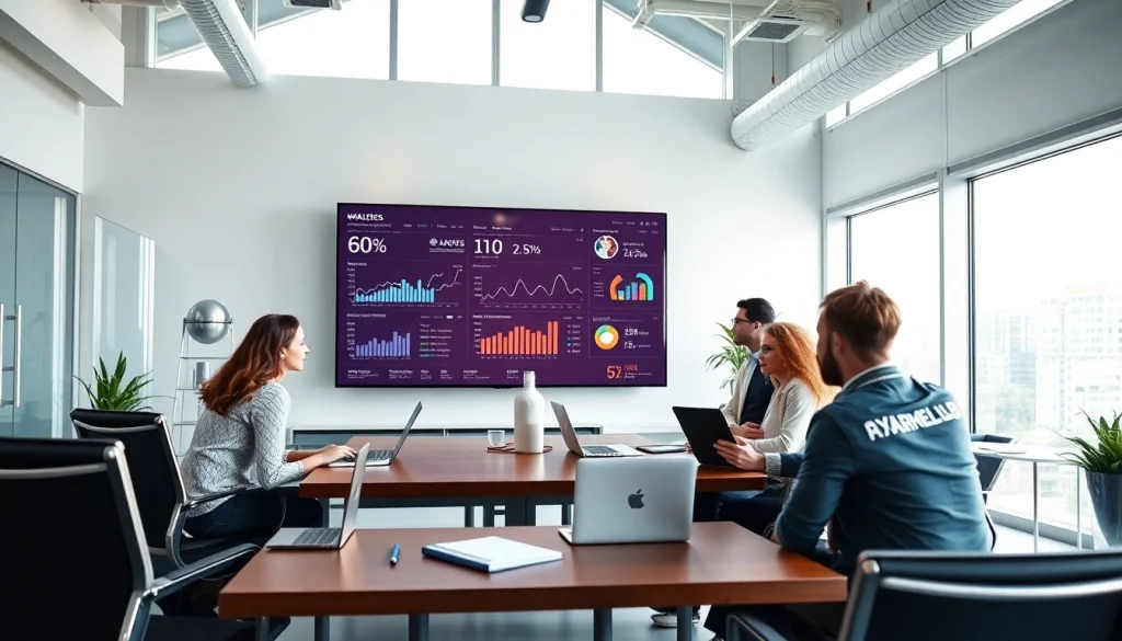 Enhancing strategies for JBO services through teamwork in a modern office.