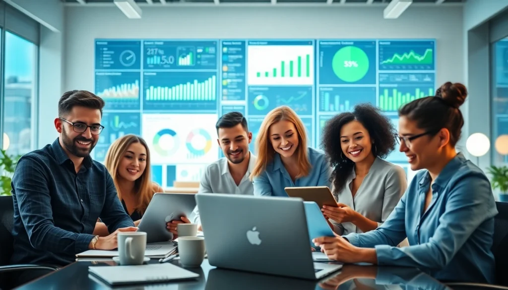 Professional marketing team collaborating effectively at https://www.ound-ound.com in a modern office space.