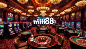Experience the thrill of casino gaming with mm88 offering vibrant poker tables and colorful slot machines.