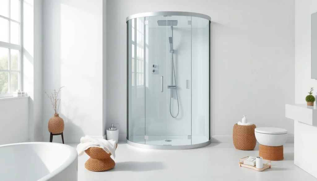 Un meuble sirhona élégant dans une salle de bain moderne, offrant confort et style.
