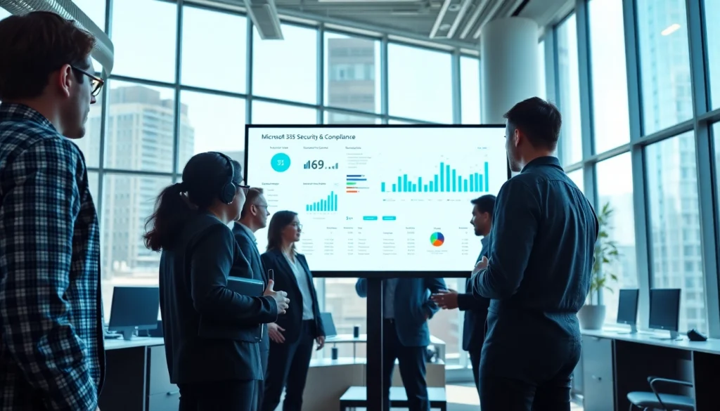 Enhance your Microsoft 365 Security & Compliance with a dedicated cybersecurity team collaborating effectively.