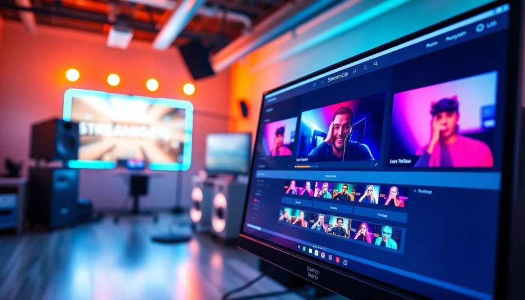 Generate clips effortlessly with https://streamgen.cc on a streaming studio screen.