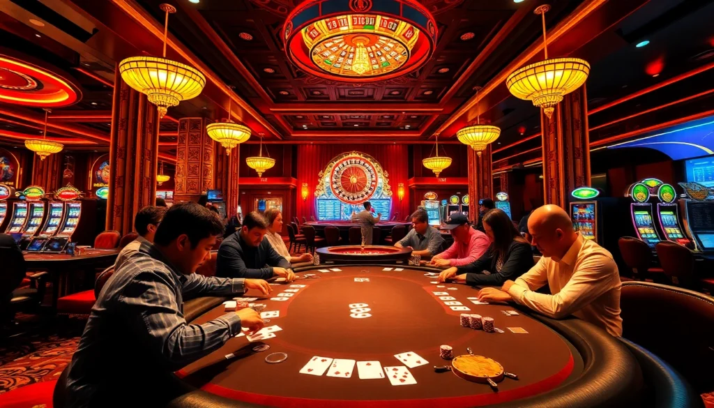 Experience the thrill of betting at nhà cái c168 with intense poker game action filled with chips and cards.