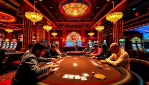 Experience the thrill of betting at nhà cái c168 with intense poker game action filled with chips and cards.