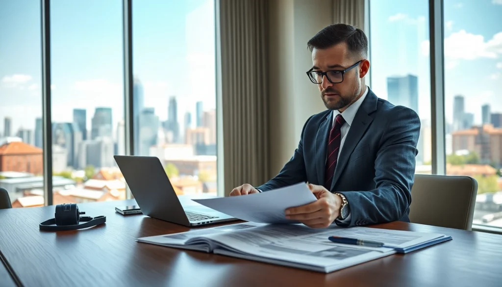 Bewertung von Immobilien auf https://frankfurt-immobilie-bewerten.de durch einen Experten in einem modernen Büro.