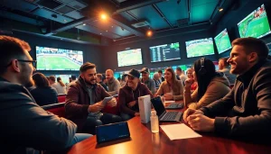 Engaged bettors enjoying the best sports betting sites for Mexico in a vibrant lounge atmosphere.