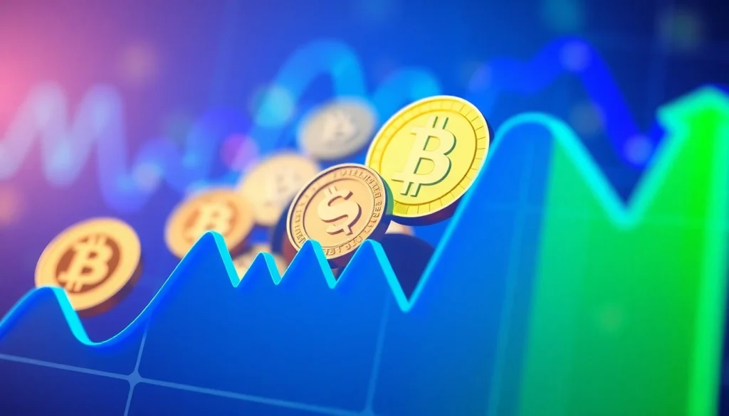 Showcase a Trending Coins listing on a market graph illustrating upward price movements.