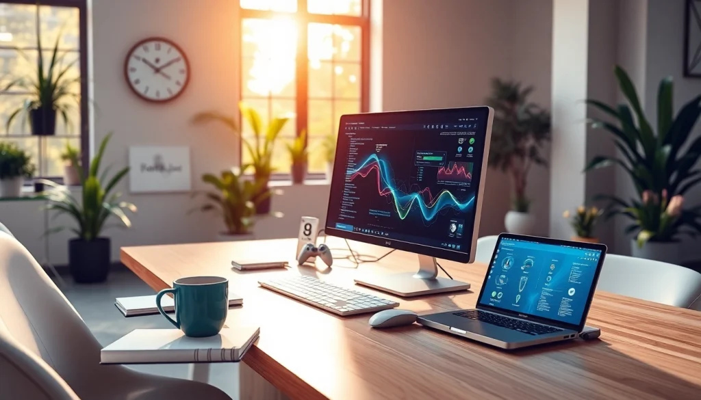 Engaging workspace showcasing https://fhpts.com with modern tech and a creative atmosphere.