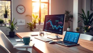 Engaging workspace showcasing https://fhpts.com with modern tech and a creative atmosphere.