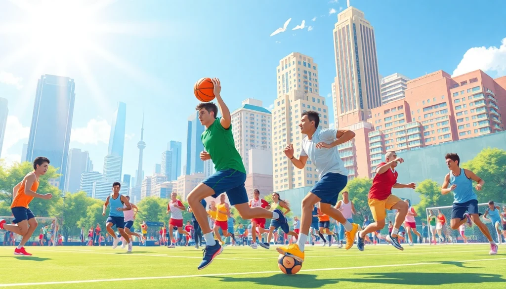 Engaging athletes in sports activities representing sportsbytes.com.ph in a vibrant city setting.