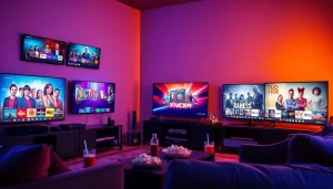 TV88 showcases vibrant TV show streaming in a cozy modern living room.