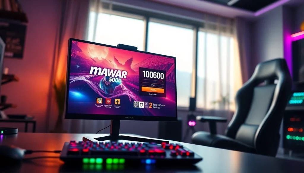 Masukkan login mawar500 game di layar permainan penuh warna dan modern.