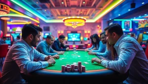 Aksi seru Daftar Domino88 game dengan pemain bersemangat, menunjukkan suasana kompetitif.