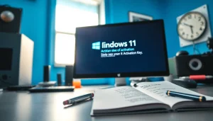 Illustration of a computer screen showcasing the process of obtaining a Windows 11 Activation Key, emphasizing clarity and engagement.