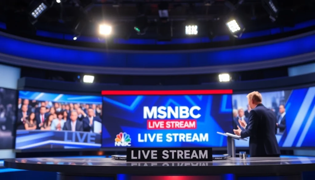 Engage with MSNBC Live Stream as anchors deliver news in a modern studio.