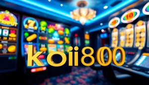 Menampilkan platform permainan slot online koi800 dengan antarmuka berwarna cerah dan ikonik kemenangan.
