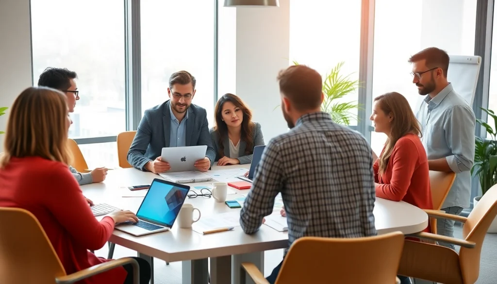 Ontwerp van de enquête op https://enqueteplein.nl met diverse teamleden in een modern kantoor.