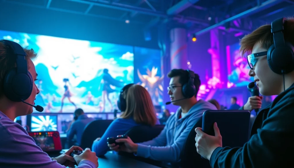 Engaging gamers in a vibrant setting for New88, showcasing an energetic competition atmosphere.