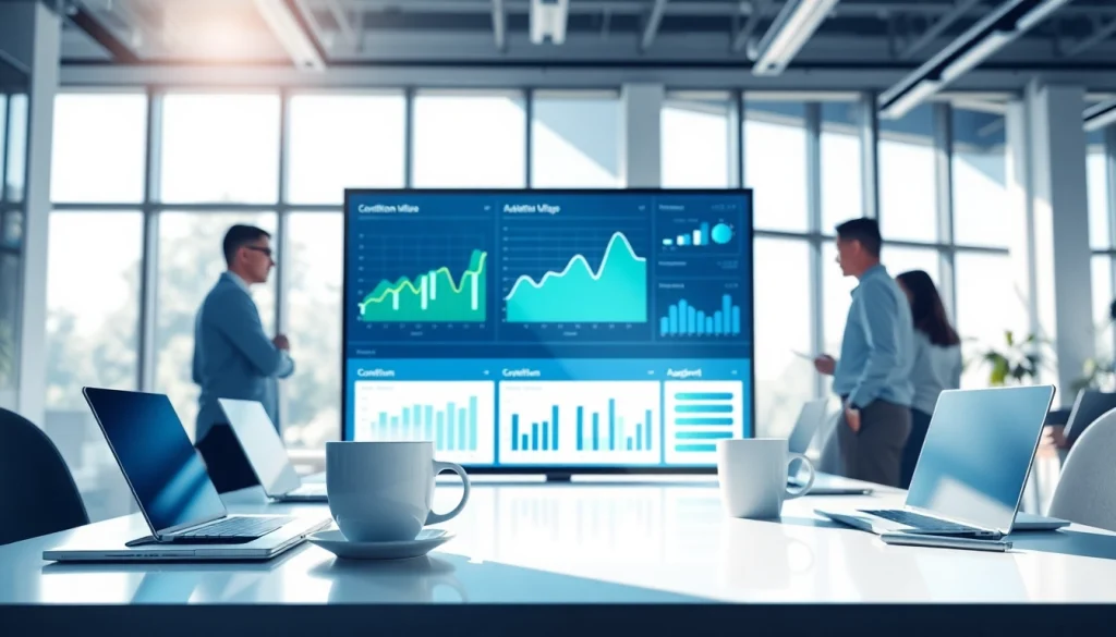 Analyze water utility condition data with insights from https://reticmanager.com in a bright office space.
