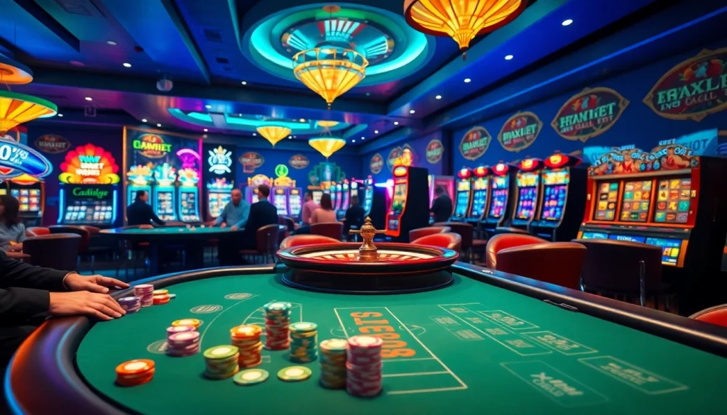 Players at the blackjack table enjoy thrilling games at Nhà cái XX88's vibrant casino.