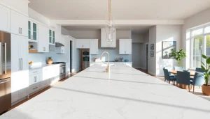 Showcasing modern kitchen in a home renovation project with bright lighting and elegant design.