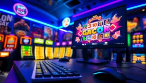 Permainan Slot Gacor di ruang permainan modern dengan peralatan gaming yang menarik