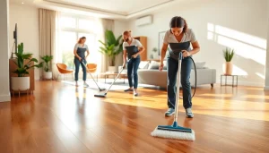 Engaging cleaning service where professional cleaners give attention to detail in a clean home.