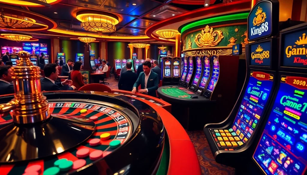 Exciting gameplay at game king88 with vibrant casino atmosphere and thrilling bets.