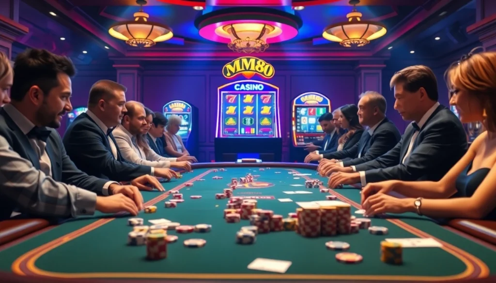 Engaging players at Nhà cái MM88 betting on an exciting casino table.