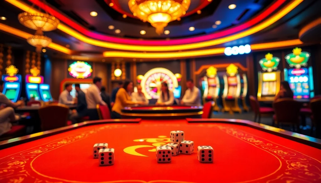 Experience the excitement of tài xỉu go88 at a luxurious casino table with lively players.