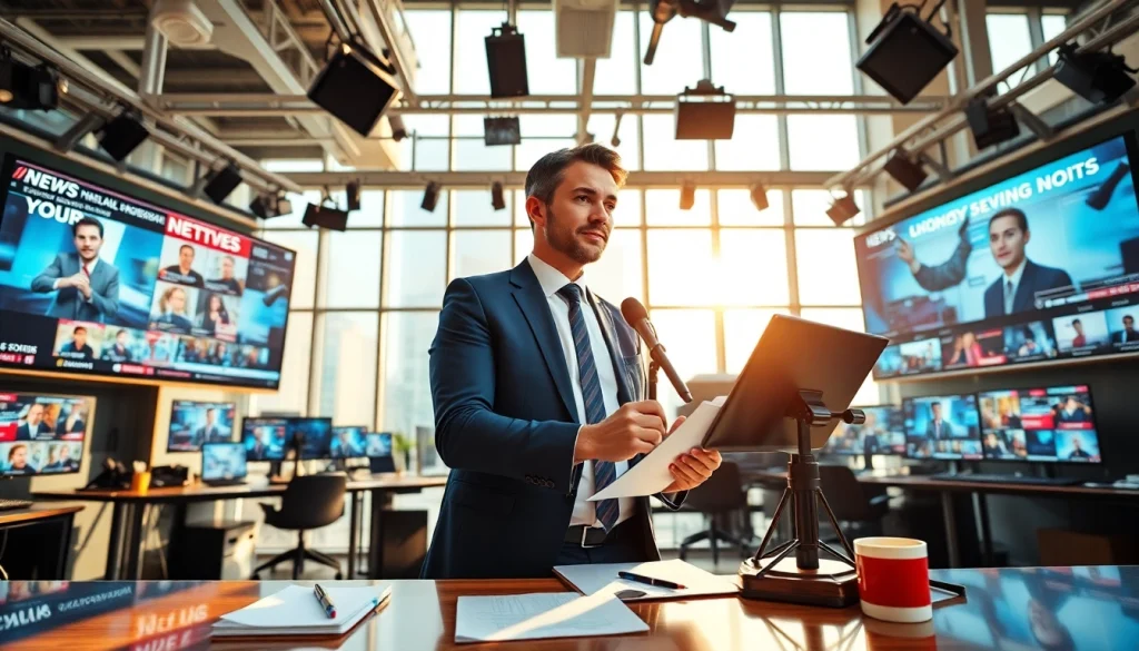 Get updates from https://saudiwadi.com in a lively newsroom filled with the latest news screens.