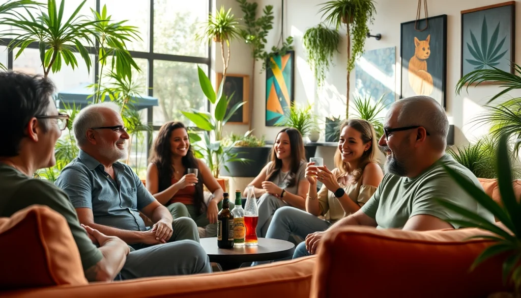 Des membres profitant d'un moment convivial au social club malaga avec des conversations joyeuses.