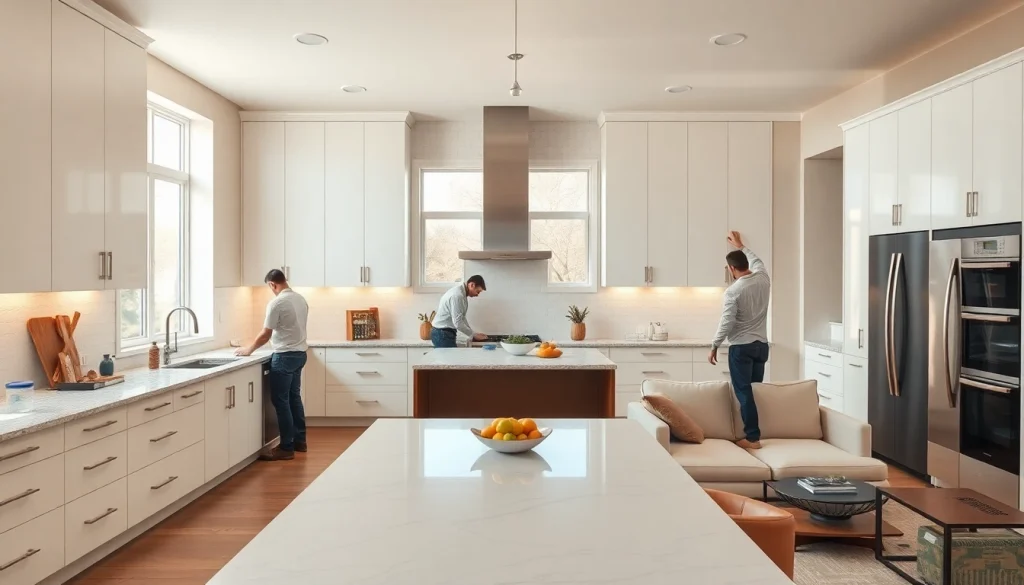 Showcasing a stunning Home renovation in a modern kitchen with professional installation and bright lighting.